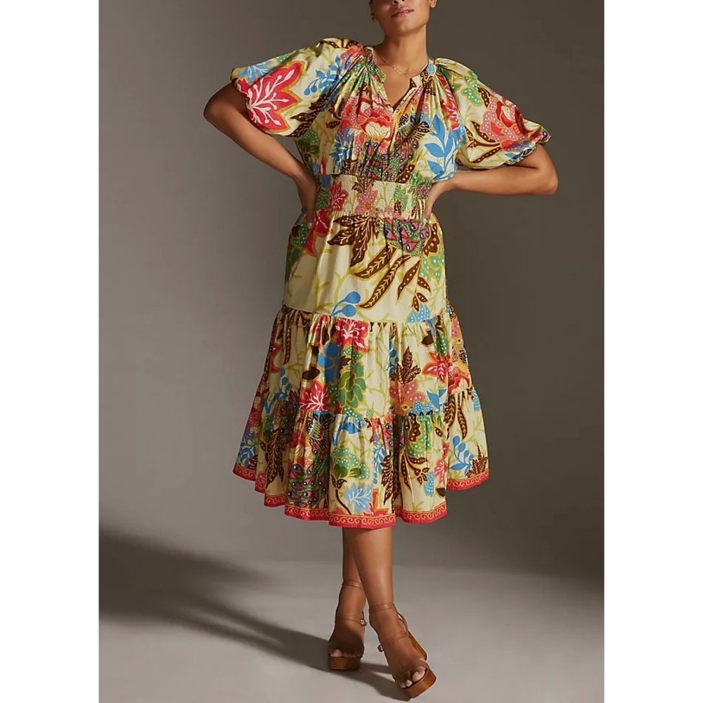 CONDITIONS APPLY‎ x ANTHROPOLOGIE Plus Size Puff Sleeve Midi Dress